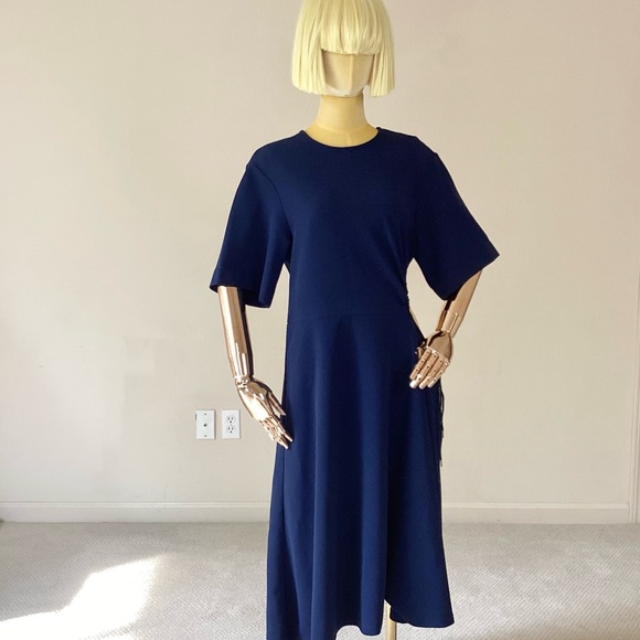 NEW See by Chloe Navy Asymmetrical Midi Dress SZ S - Picture 8 of 8
